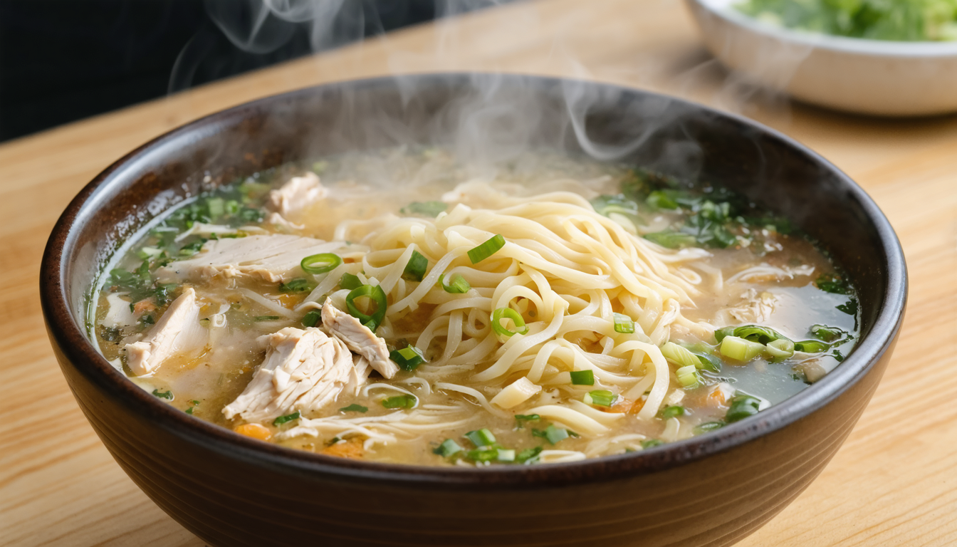 découvrez notre recette maison de bouillon de poulet aux vermicelles, un plat réconfortant et savoureux parfait pour réchauffer vos journées.