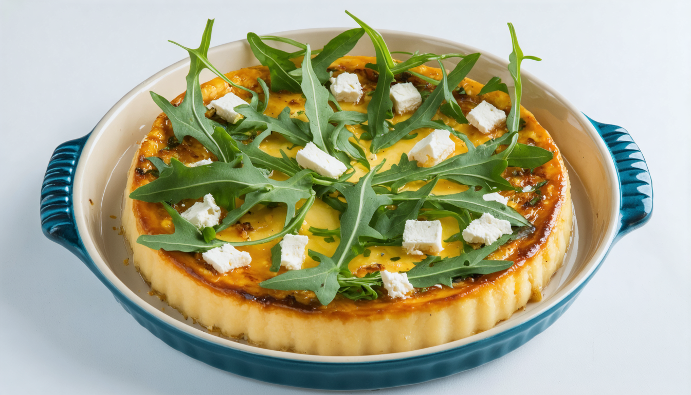 découvrez une recette fraîche et savoureuse de flan léger à la roquette et feta, parfaite pour un repas sain et gourmand.