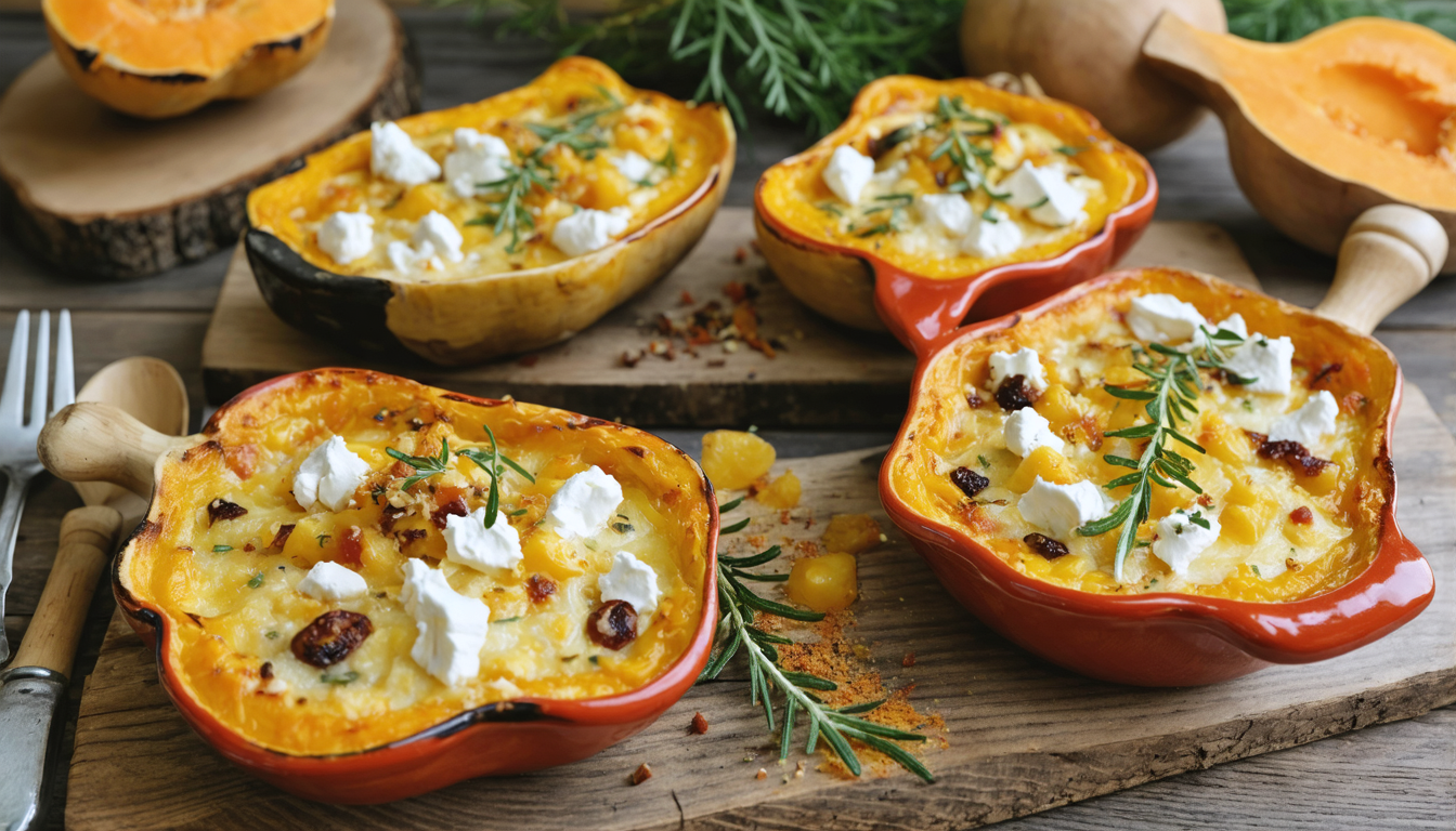 découvrez notre recette gourmande et réconfortante de gratin de courge butternut au chèvre fondant, parfaite pour réchauffer vos repas avec saveur et douceur.