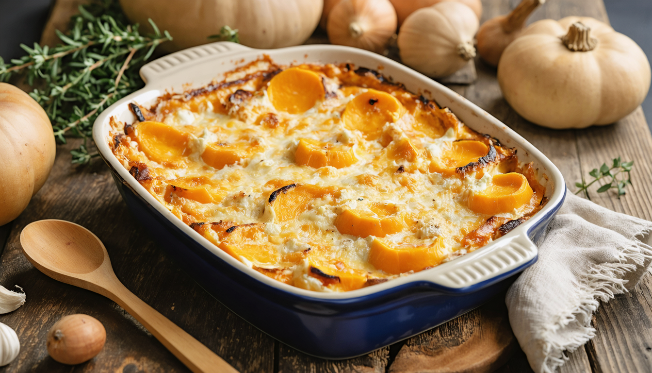 découvrez notre recette gourmande de gratin de courge butternut au chèvre fondant, un plat réconfortant et savoureux parfait pour toutes les saisons.