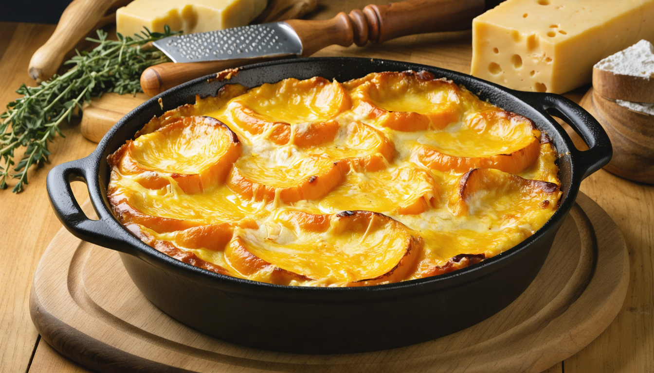découvrez notre recette facile et gourmande de gratin de potimarron fondant au fromage, un plat savoureux parfait pour réchauffer vos repas d'automne.