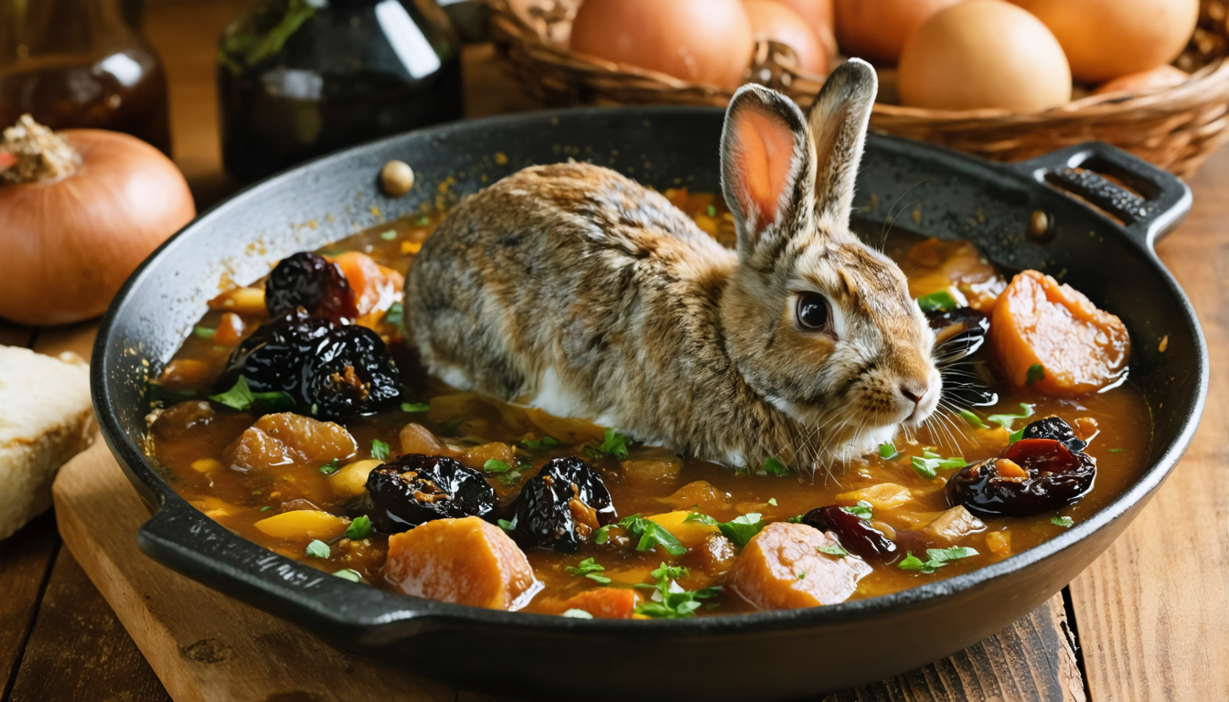 découvrez notre recette légère et gourmande de lapin mijoté aux pruneaux et moutarde, un plat savoureux parfait pour un repas convivial.