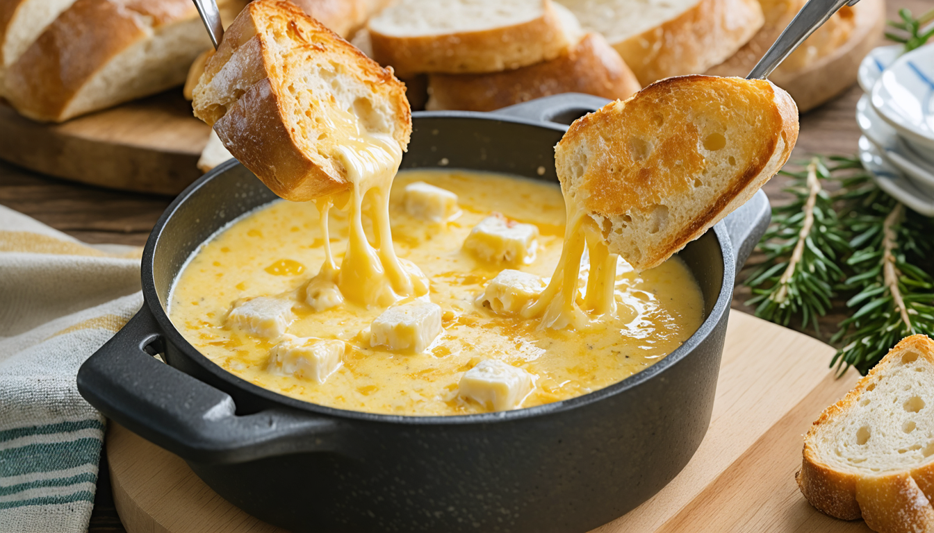 savourez une fondue gourmande à l'époisses, une recette riche en goûts et en traditions pour un moment convivial et gourmand.