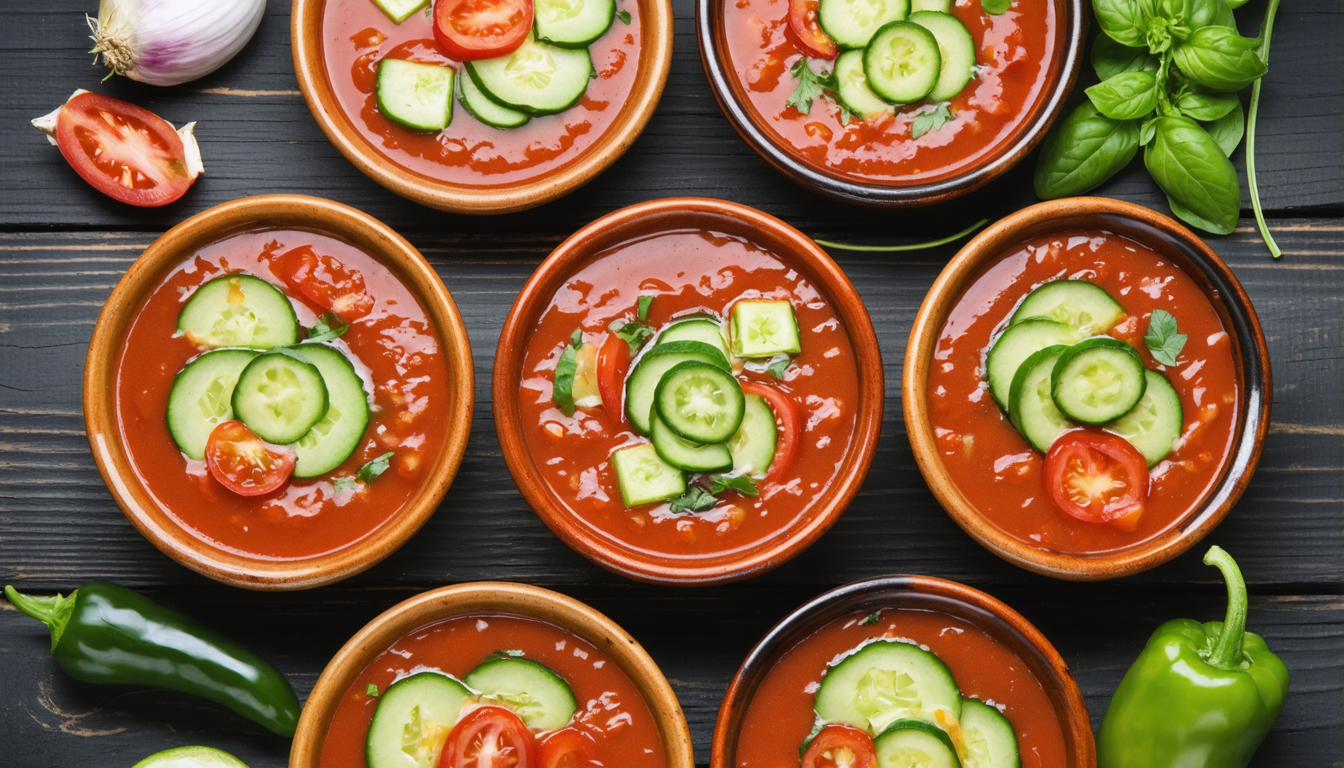 découvrez la recette originale du gaspacho andalou authentique, une soupe froide pleine de fraîcheur et de saveurs éclatantes, parfaite pour les journées ensoleillées.