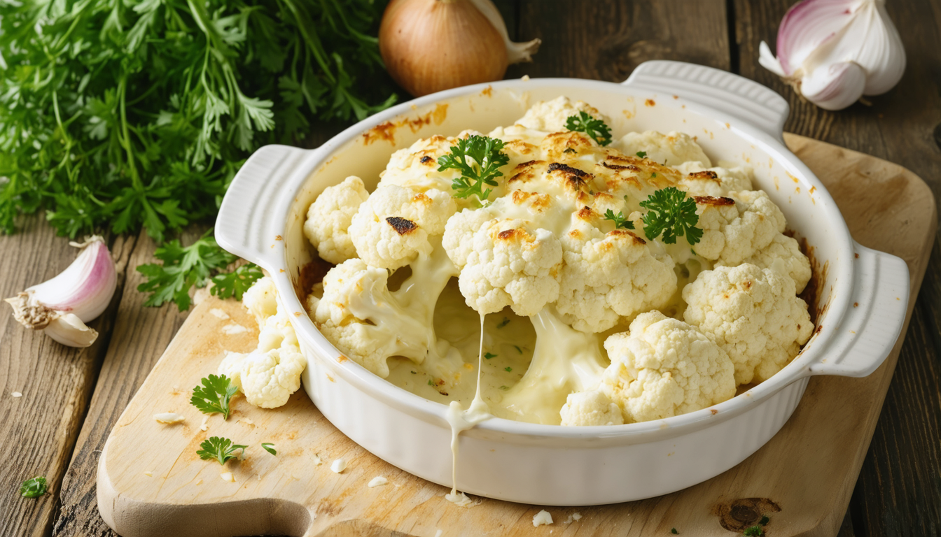 découvrez notre gratin fondant de chou-fleur au fromage à raclette, une recette savoureuse et réconfortante qui ravira vos papilles avec ses saveurs riches et gourmandes.