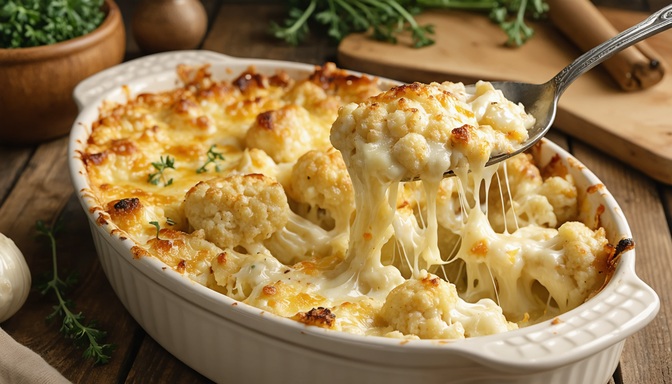 découvrez notre recette de gratin fondant de chou-fleur au fromage à raclette, un plat réconfortant et savoureux qui ravira vos papilles à chaque bouchée.