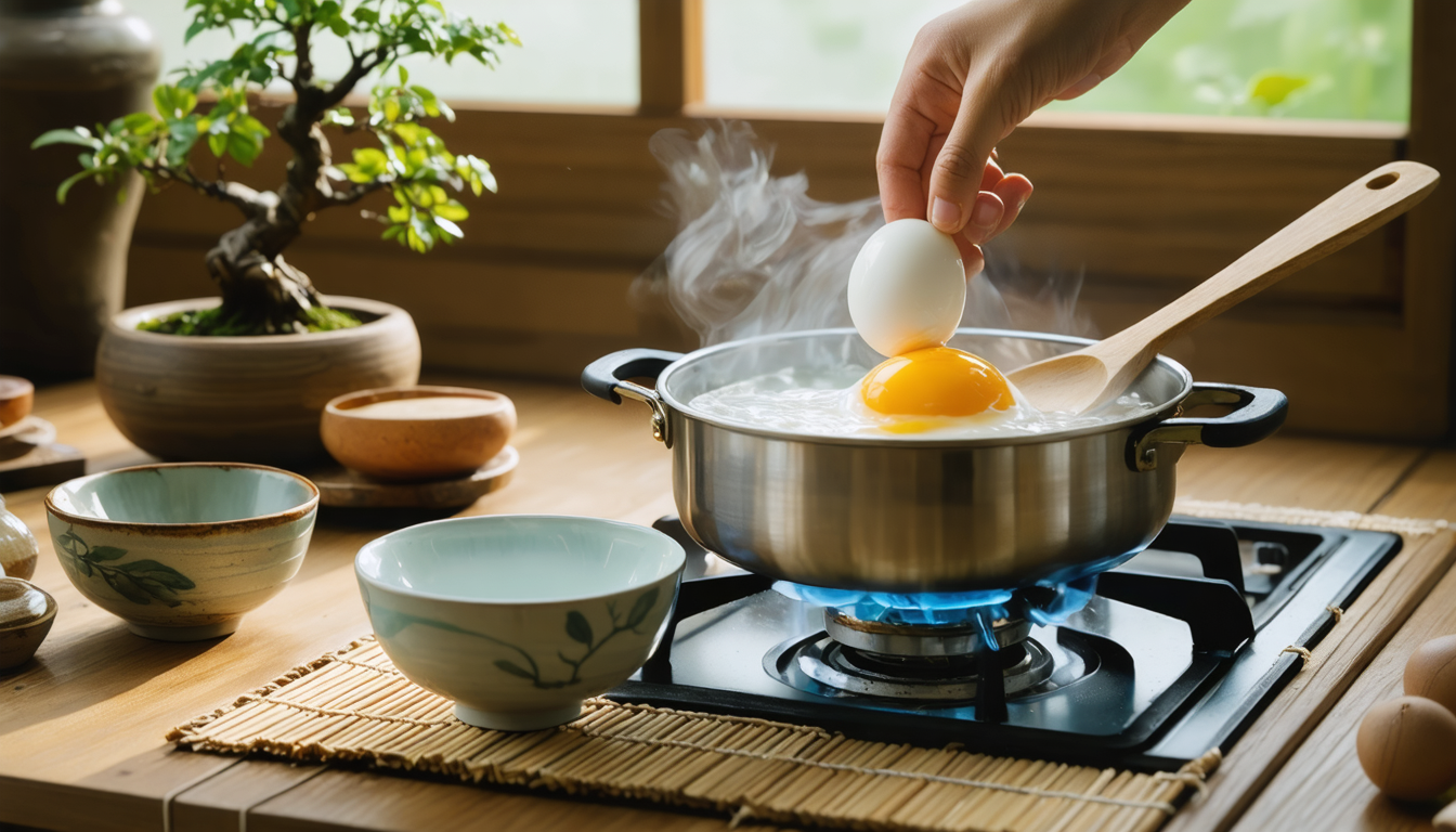 découvrez la méthode japonaise ingénieuse pour cuire un œuf parfait sans utiliser de minuterie, une technique simple et précise pour des œufs réussis à chaque fois.