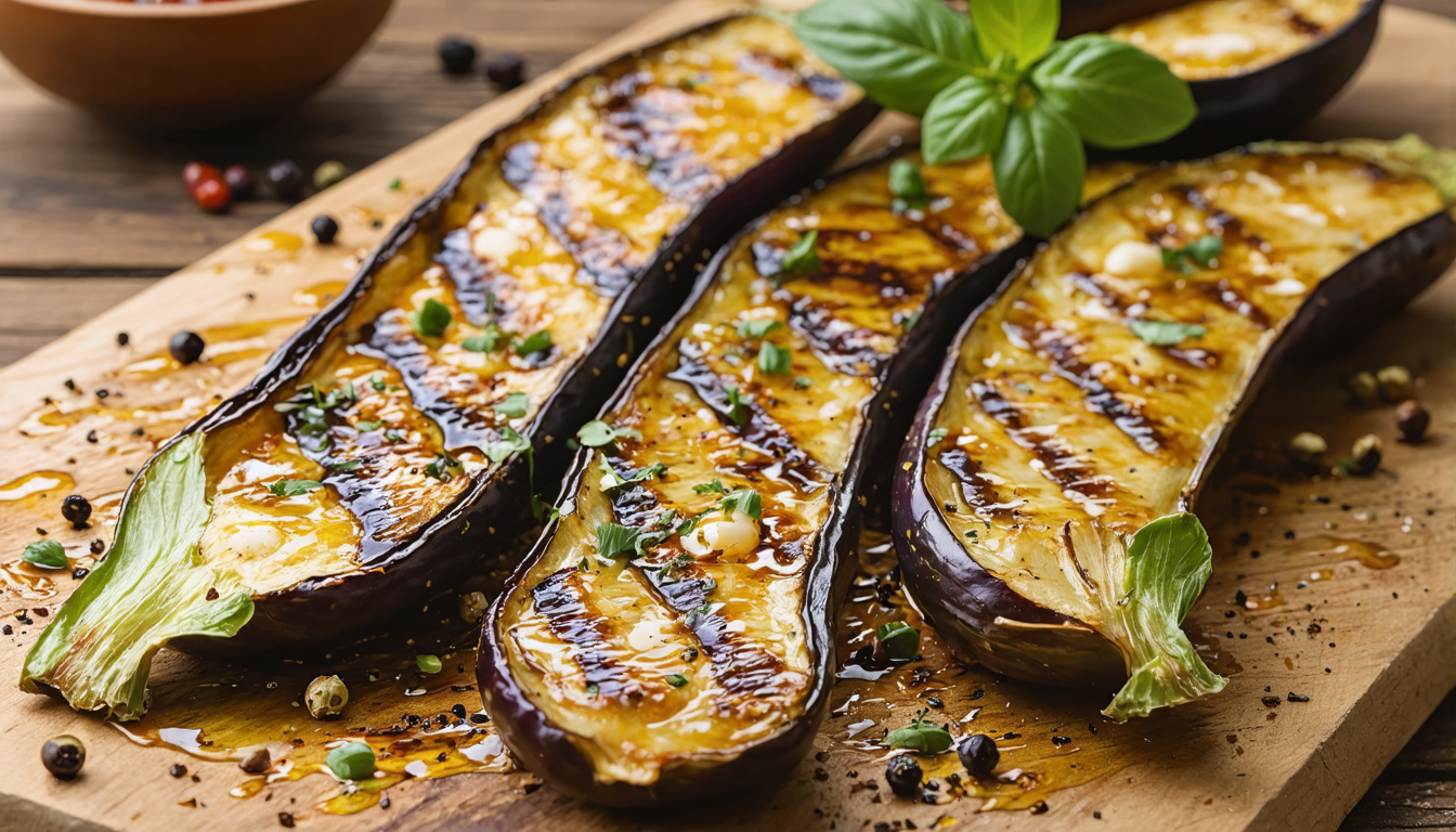 découvrez la recette magique pour des aubergines grillées irrésistibles, accompagnées d'une crème savoureuse pour un goût unique et inoubliable.