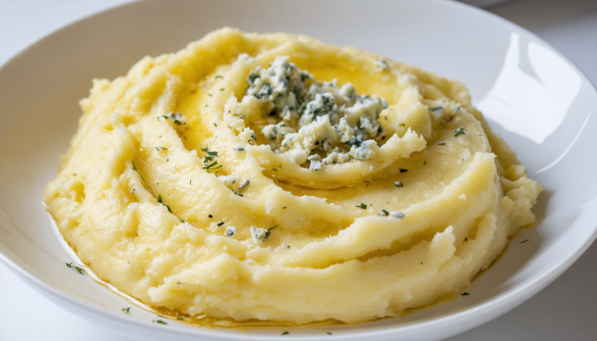 découvrez une délicieuse recette de purée de pommes de terre au fromage bleu, alliant saveurs riches et onctuosité pour un plat réconfortant et gourmand.