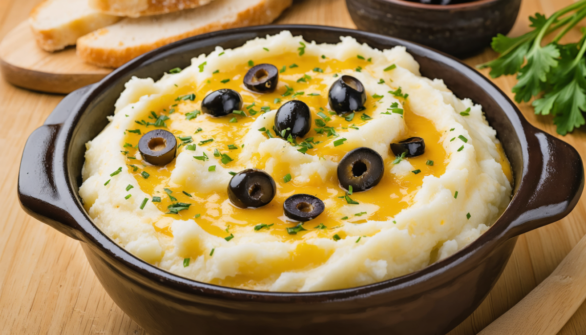 découvrez notre purée de pommes de terre aux olives noires et fromage, une recette savoureuse qui marie douceur et intensité pour un plat gourmand et original.