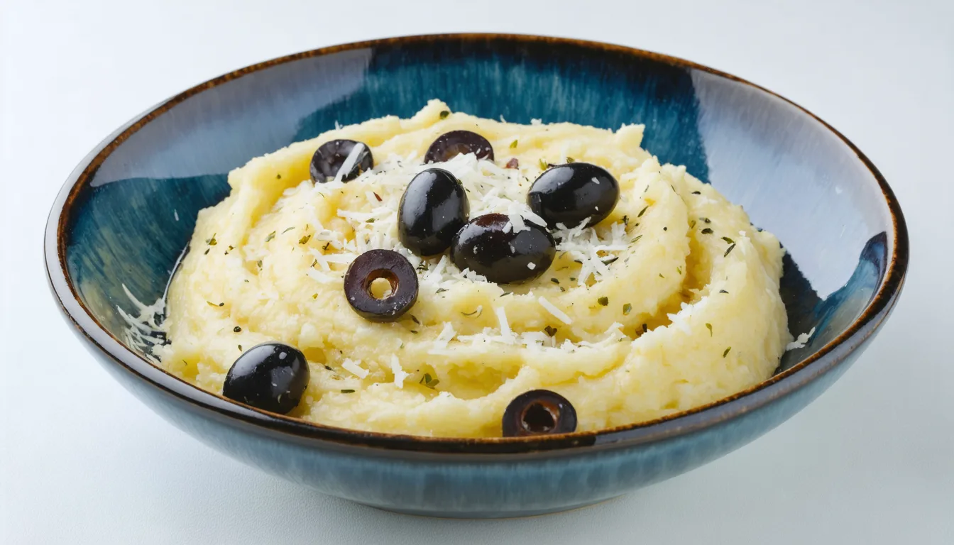 découvrez la purée de pommes de terre aux olives noires et fromage, une recette savoureuse qui marie douceur et goût intense pour un plat gourmand et original.
