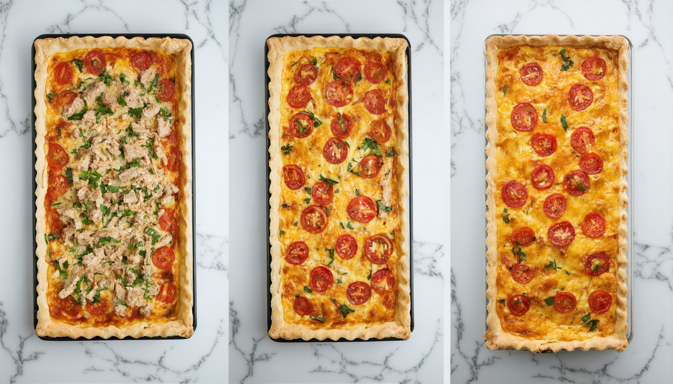 découvrez une recette rapide et savoureuse de quiche express au thon et aux tomates, idéale pour un repas simple et délicieux en un rien de temps.