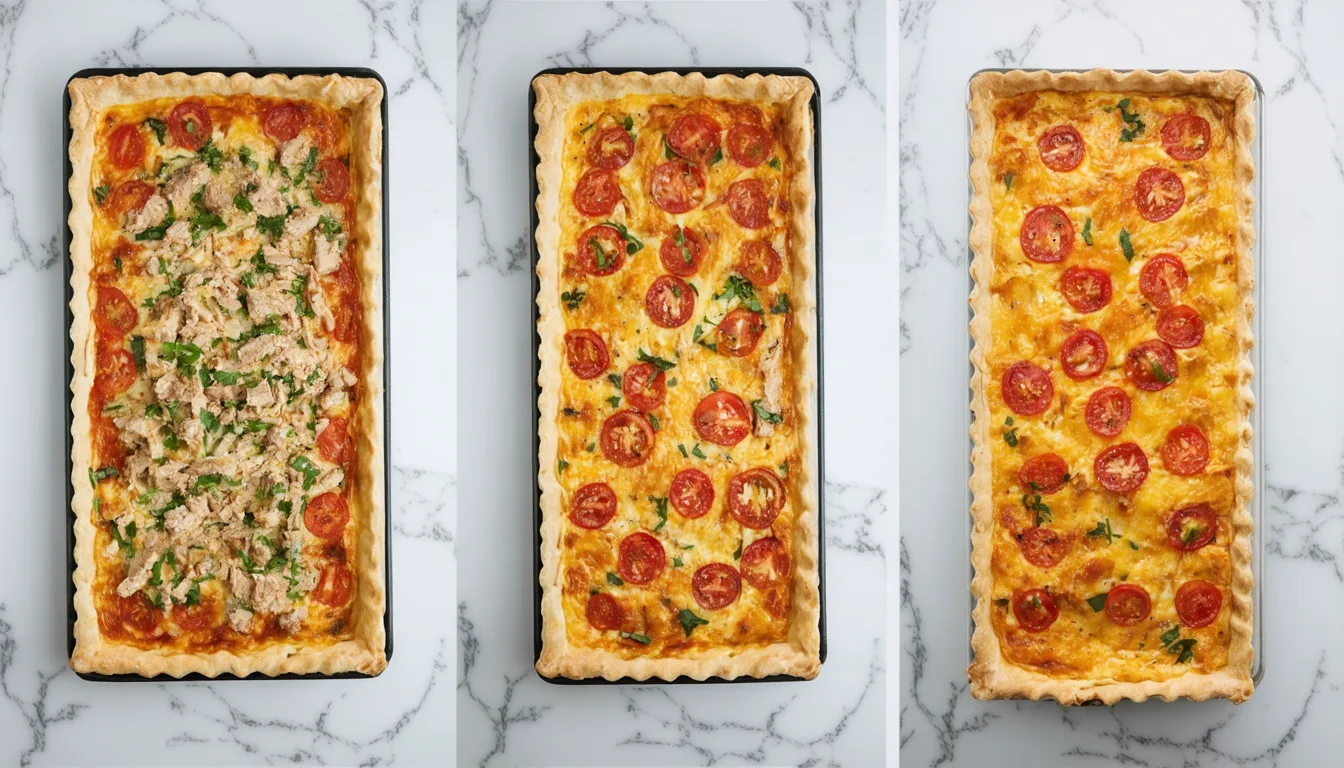 découvrez une recette rapide et savoureuse de quiche express au thon et aux tomates, idéale pour un repas simple et délicieux en un rien de temps.