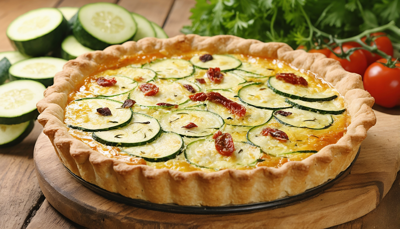 découvrez notre recette incontournable de quiche savoureuse aux courgettes et chèvre frais, parfaite pour un repas léger et gourmand.