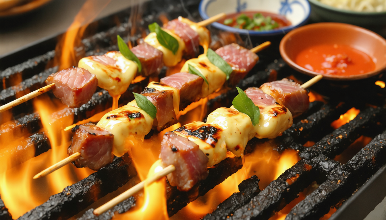découvrez une recette gourmande de raclette revisitée façon yakitoris, alliant trois saveurs authentiques pour un repas original et savoureux.