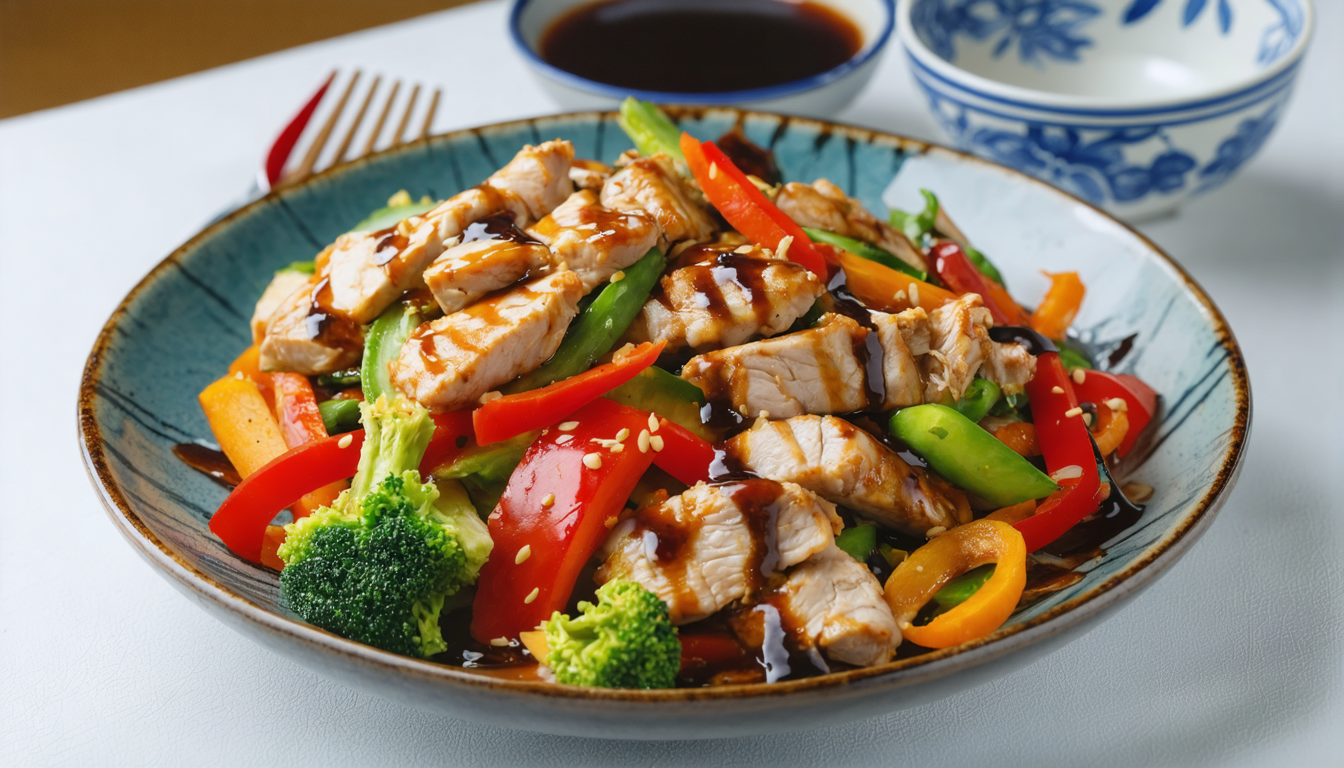 découvrez une recette express de sauté léger aux légumes croquants, poulet tendre et gingembre relevé à la sauce soja, parfaite pour un repas savoureux et rapide.