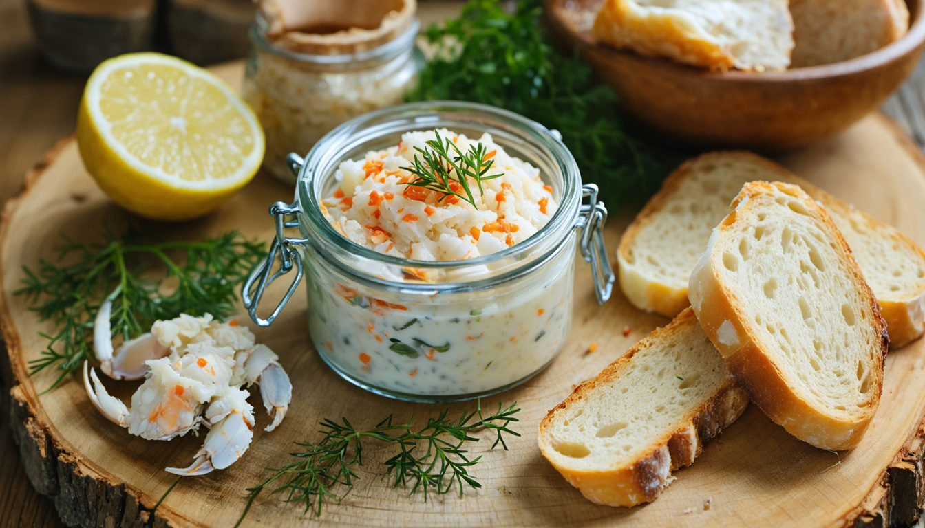 découvrez notre recette gourmande de rillettes de crabe à la crème légère, facile à préparer pour un apéritif savoureux et raffiné.