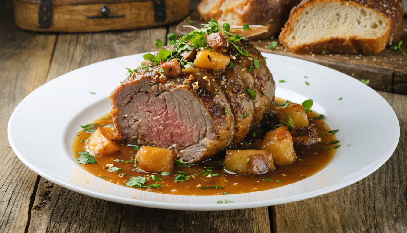 découvrez la recette savoureuse et facile de rouelle de porc mijotée au cidre, parfaite pour un plat chaleureux et gourmand.