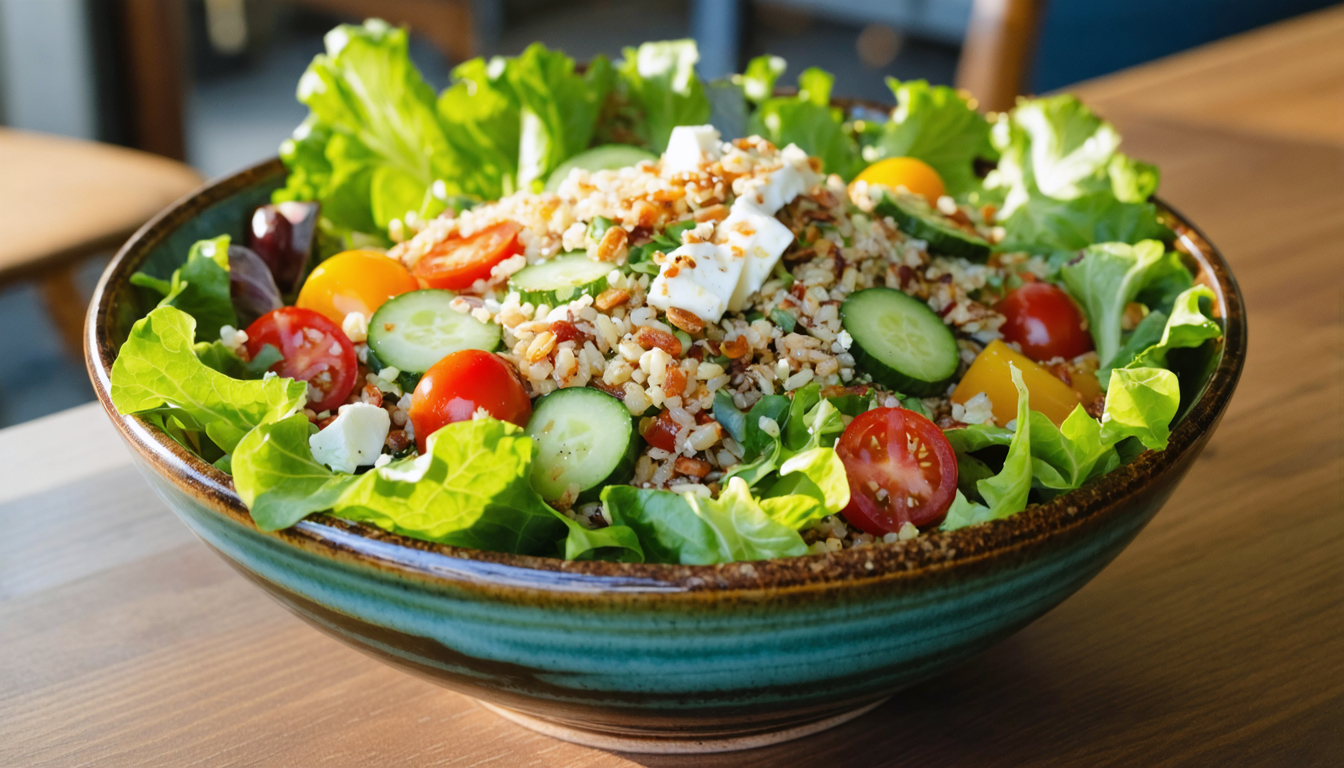 découvrez la recette saine et délicieuse de la salade gourmande aux céréales, légumes frais et fromage, parfaite pour un repas équilibré et savoureux.