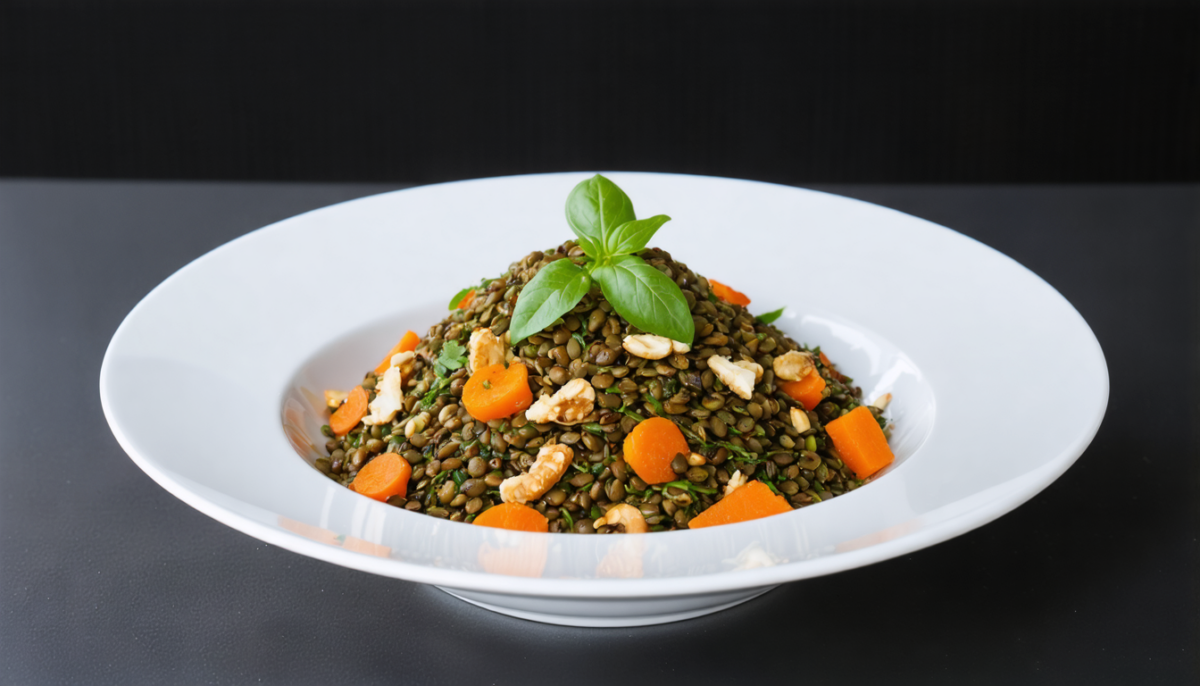 découvrez une salade gourmande alliant lentilles savoureuses, carottes croquantes et lardons dorés pour un repas équilibré et plein de saveurs.