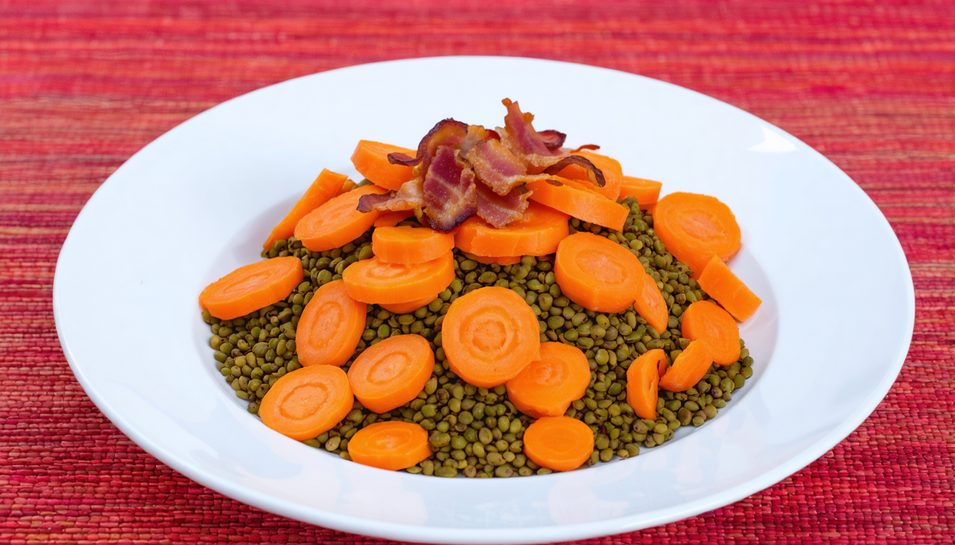 découvrez notre salade gourmande de lentilles associée à des carottes croquantes et des lardons dorés, parfaite pour un repas savoureux et équilibré.