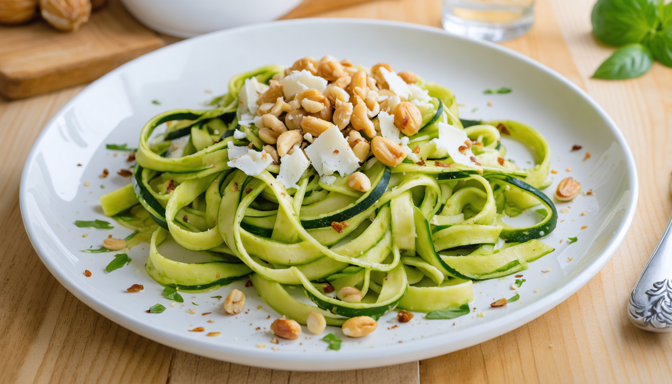 découvrez une recette gourmande et fraîche de tagliatelles de courgettes aux pignons et fromage de brebis, idéale pour un repas sain et savoureux.