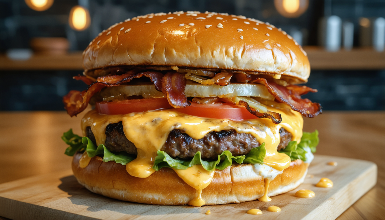 découvrez notre hamburger gourmand avec un fromage à raclette fondant, pour une expérience culinaire savoureuse et réconfortante.