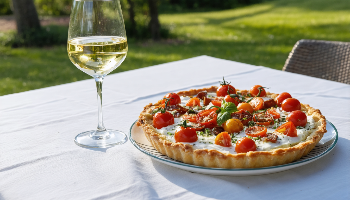 découvrez notre tarte estivale aux tomates cerises, chorizo et mozzarella, une entrée fraîche et légère parfaite pour les repas ensoleillés.
