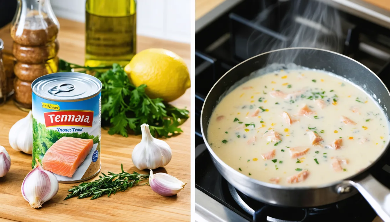 découvrez comment transformer facilement votre thon en boîte en une sauce crémeuse et savoureuse en seulement 2 étapes, pour un déjeuner rapide et gourmand.
