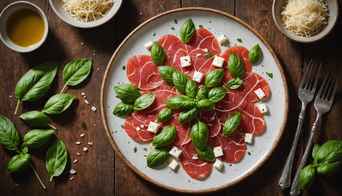 Délicatesse estivale : Carpaccio de veau au parmesan et basilic frais