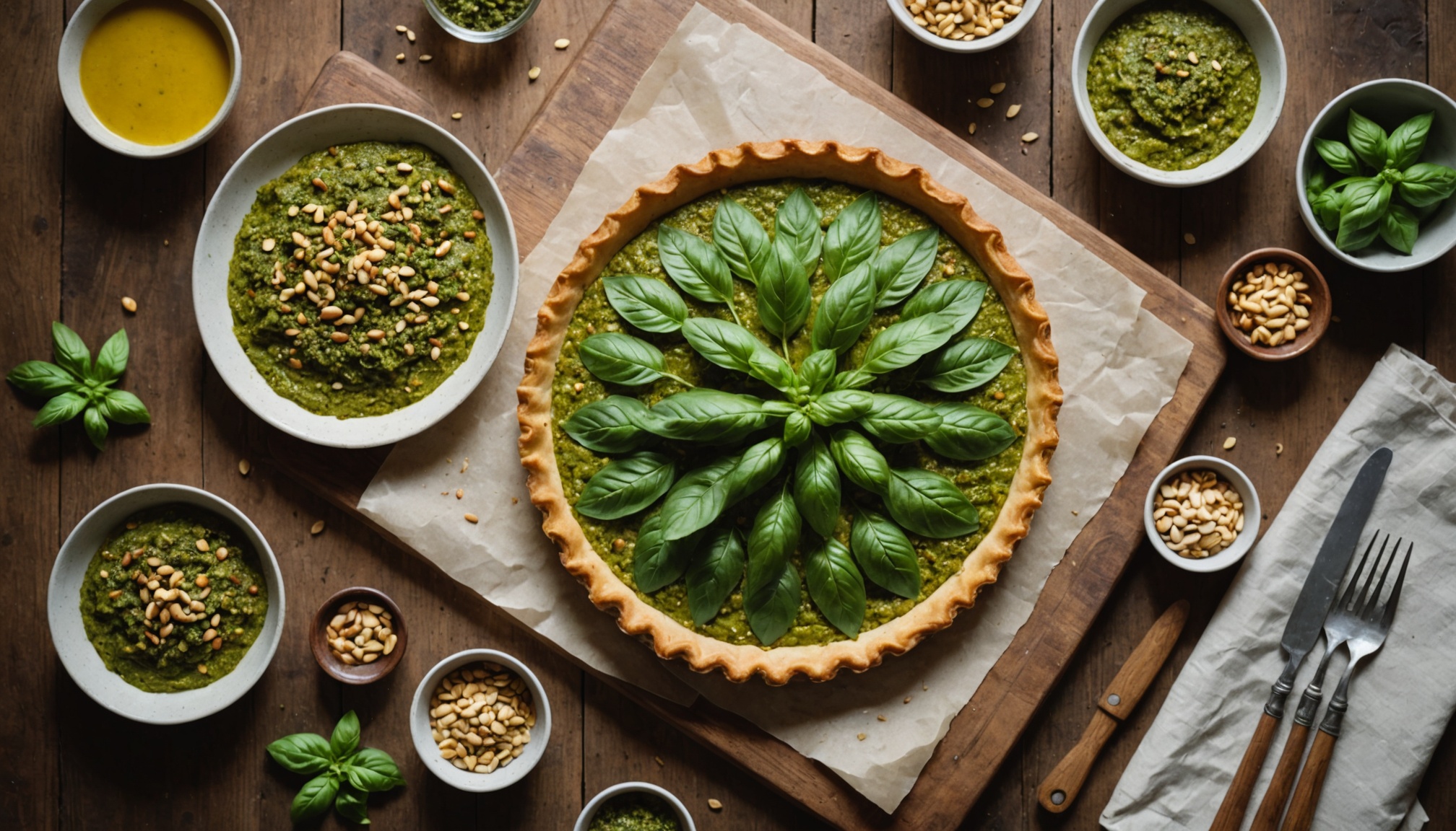 Délicieuse Tarte Soleil au Pesto et Pignons : Une Recette Simple et Gourmande