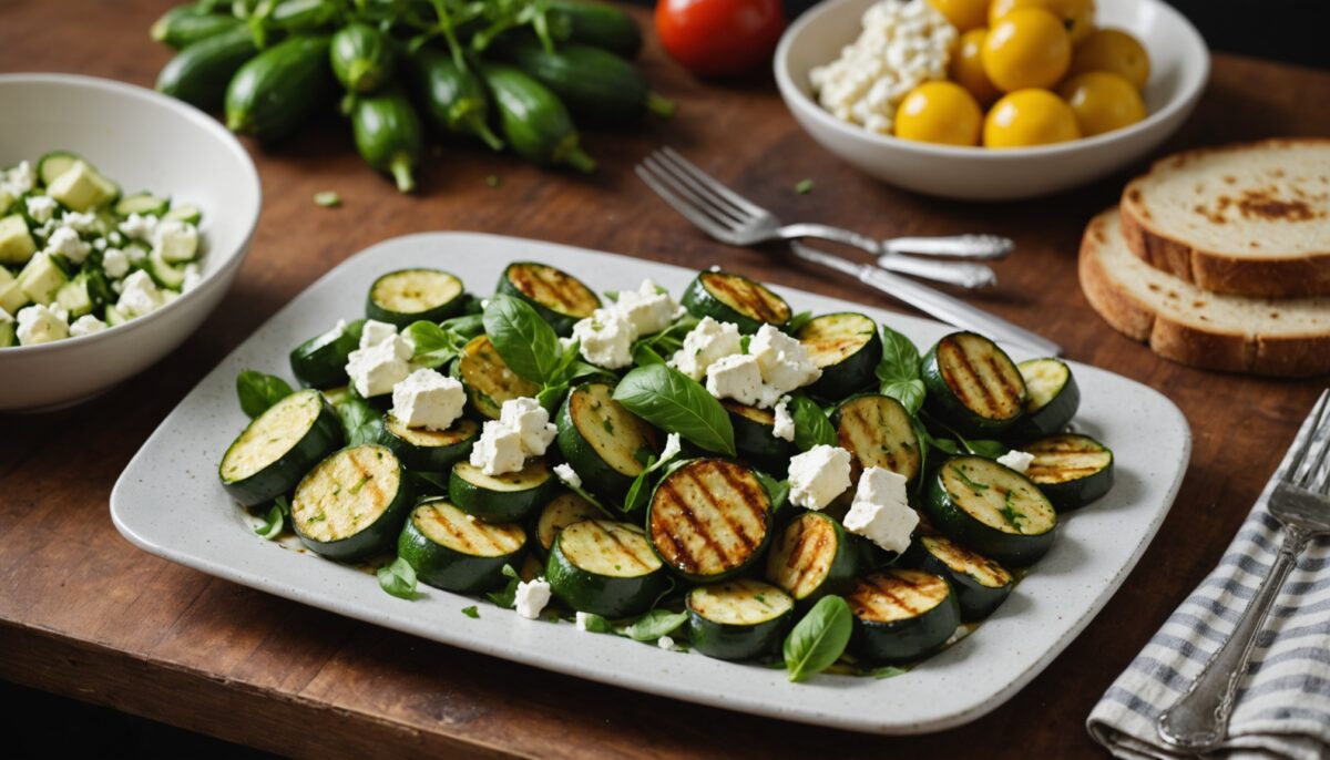 Délices méditerranéens : Courgettes grillées façon grecque accompagnées de feta fondante