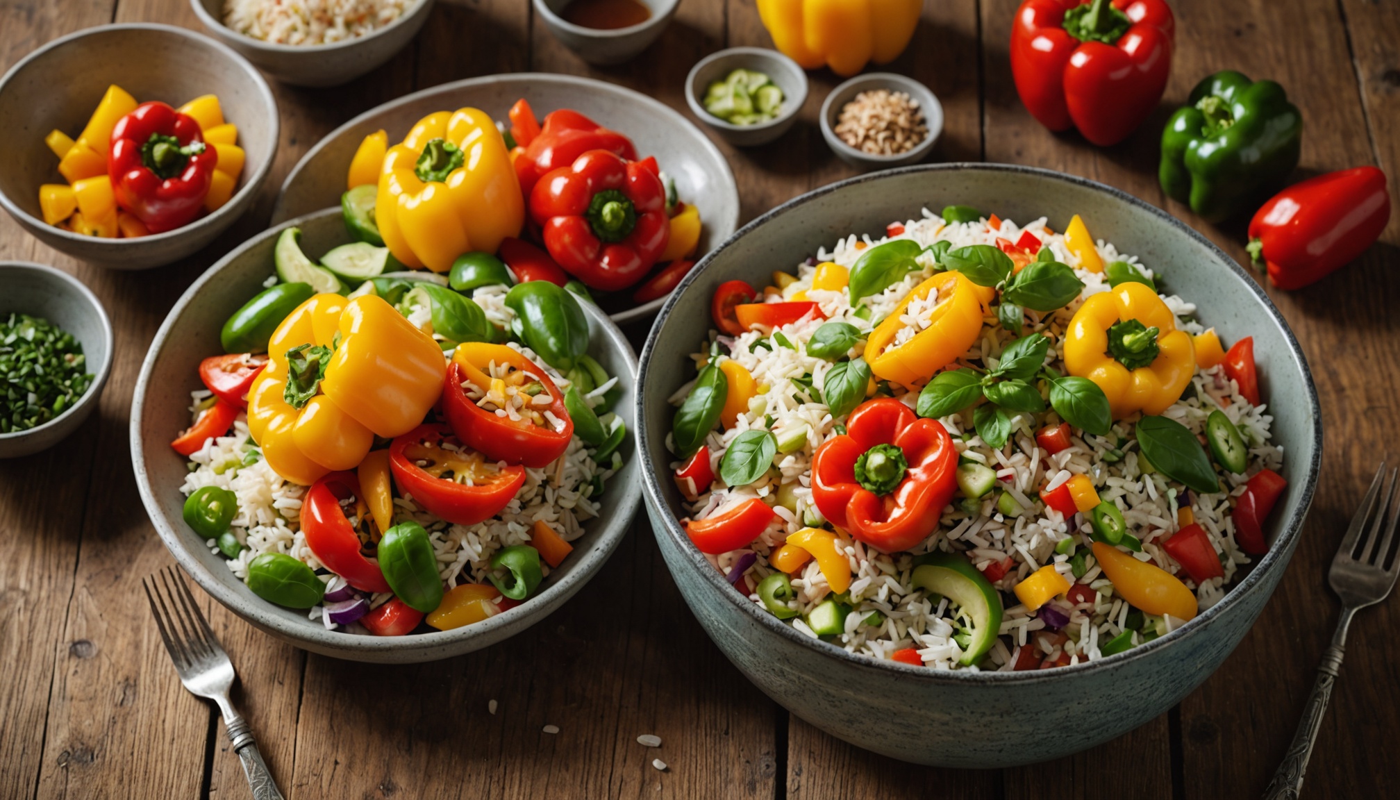 Salade légère et gourmande de riz de konjac aux poivrons colorés
