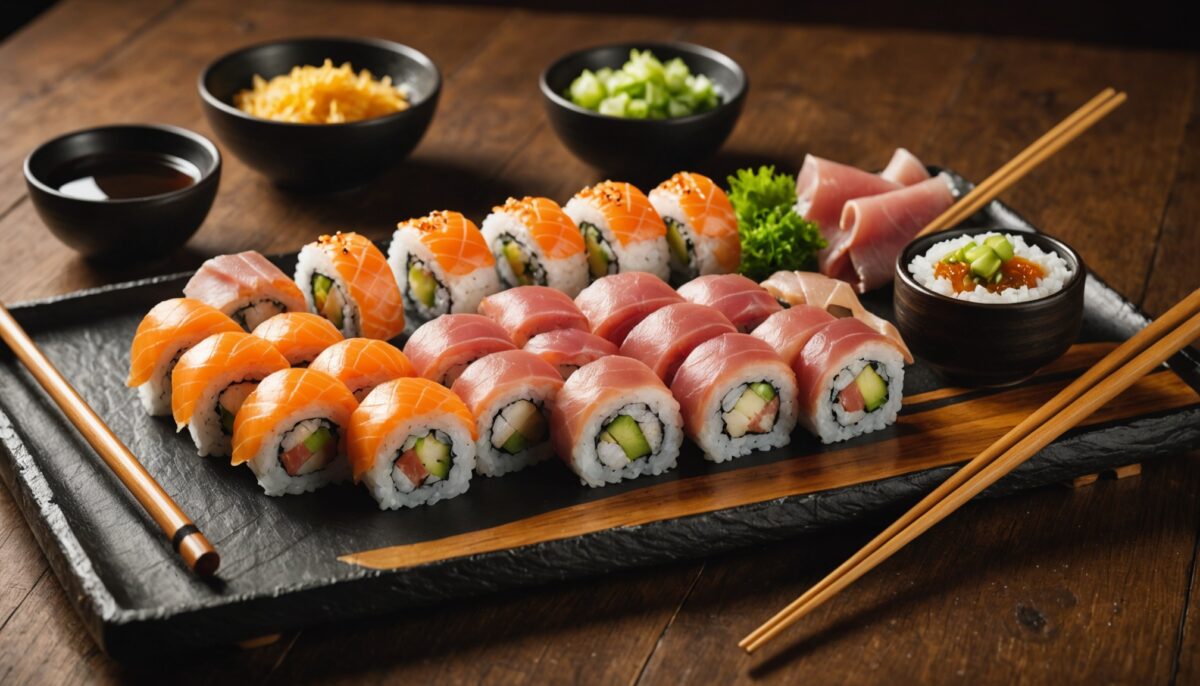 Délicieux makis gourmands au fromage fondant et jambon cru savoureux