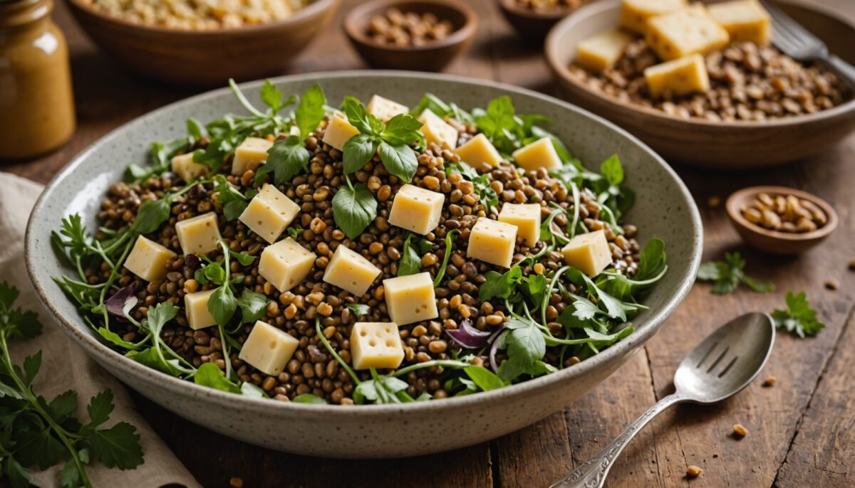 Salade de lentilles aux éclats croustillants d'emmental : une alliance gourmande et saine