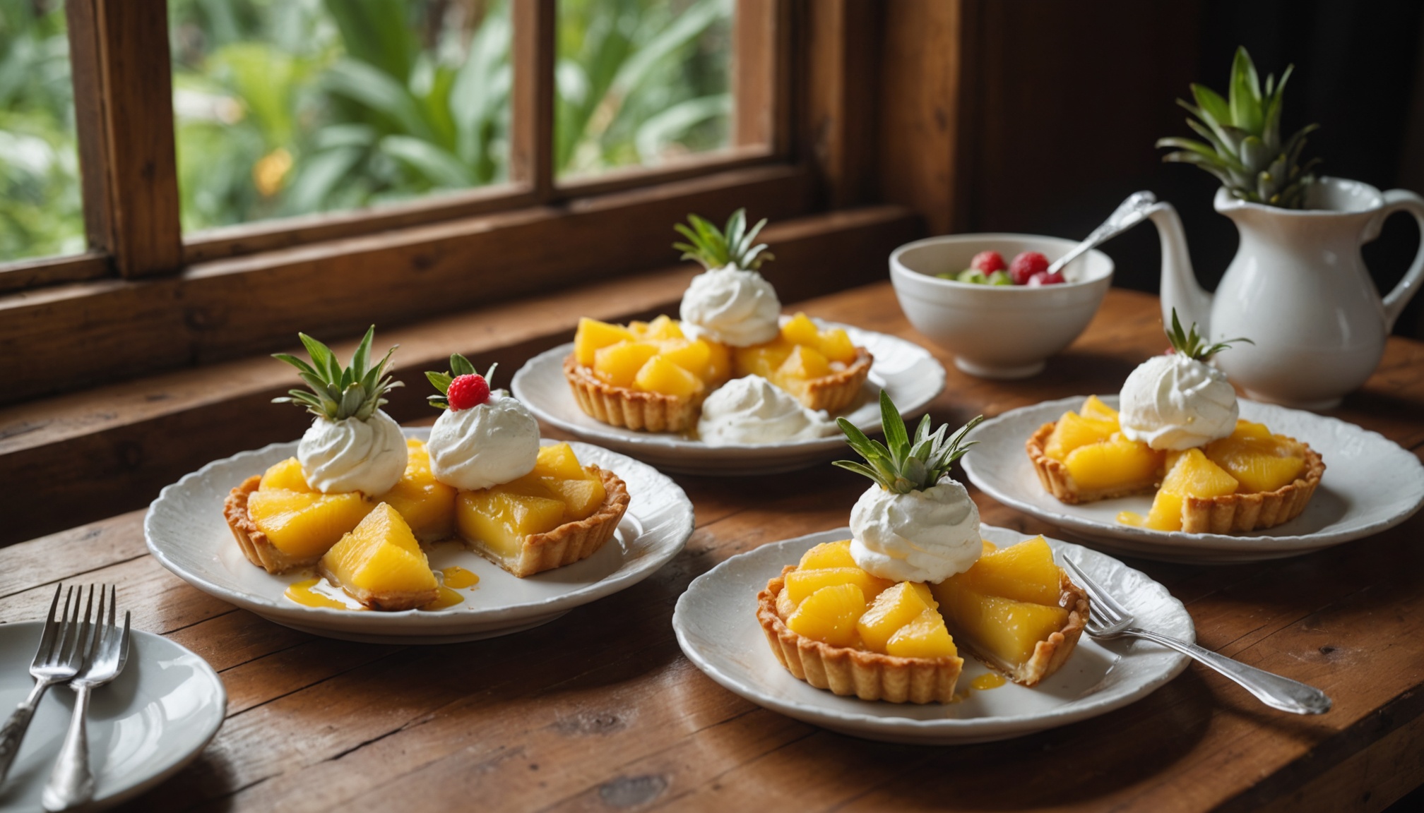 Délicieuses Mini Tartes Tatin à l'Ananas accompagnées d'un Sorbet Coco Légèrement Rafraîchissant