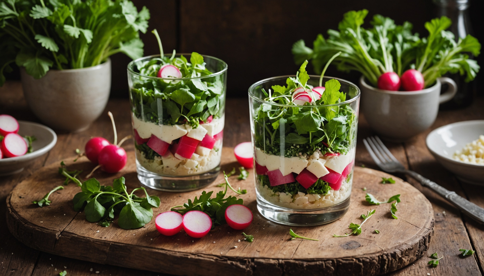 Délices en Verrines : Recette Gourmande aux Fanes de Radis et Fromage