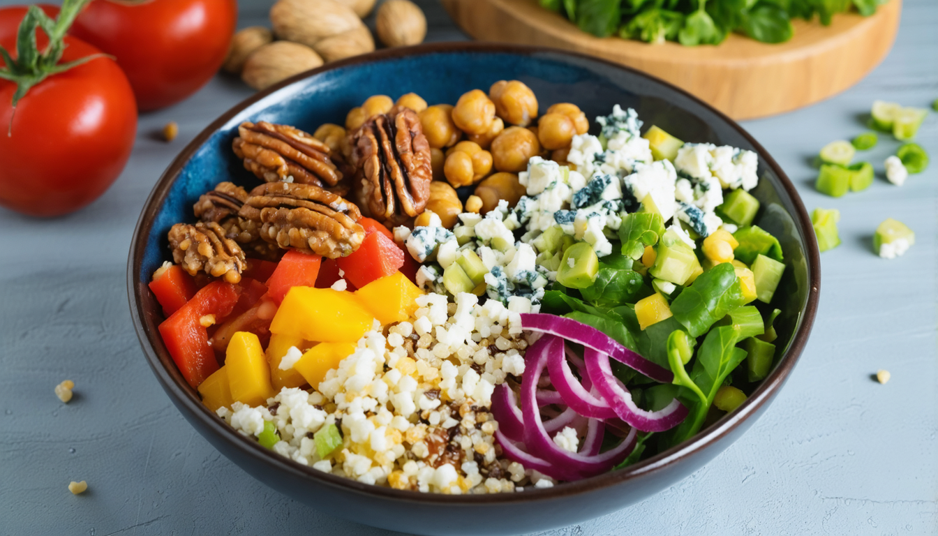 découvrez notre buddha bowl gourmand au fromage bleu, une recette riche en saveurs alliant fraîcheur et onctuosité pour un repas sain et délicieux.