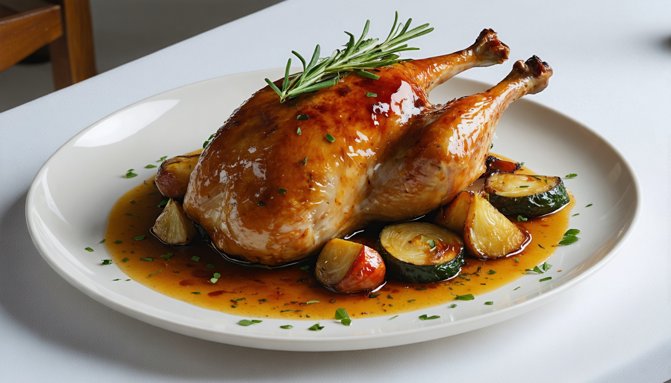 découvrez notre recette raffinée de canette au miel et romarin, parfaite pour un festin gourmand alliant douceur et saveurs méditerranéennes.