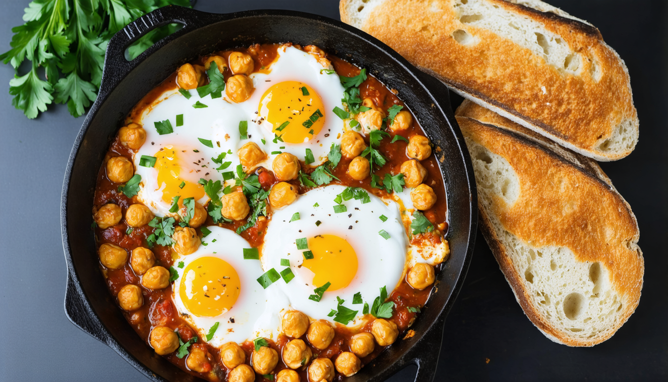 découvrez notre recette de chakchouka aux pois chiches, un plat savoureux et épicé qui réveillera vos papilles. une explosion de saveurs à ne pas manquer !