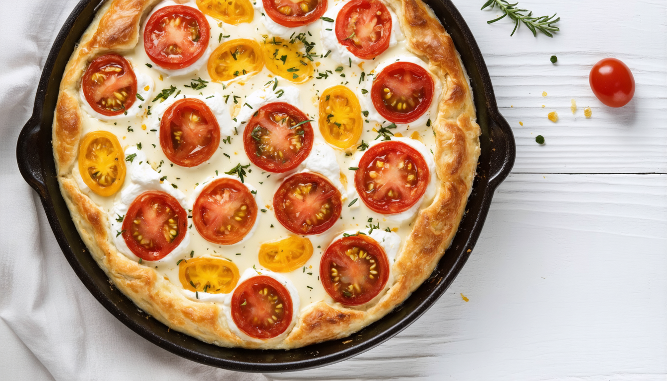 découvrez notre recette express et savoureuse de clafoutis salé aux tomates cerise et camembert, parfaite pour un repas gourmand et rapide à préparer.