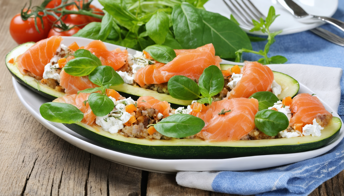 découvrez la recette estivale savoureuse des courgettes farcies au saumon et chèvre, facile à préparer pour un repas sain et gourmand.