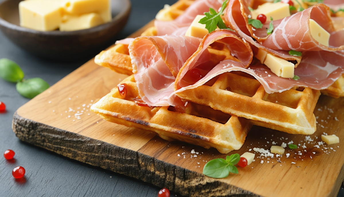 savourez des croques gourmands et légers avec jambon maigre et emmental allégé, servis sur des gaufres croustillantes pour un repas délicieux et équilibré.