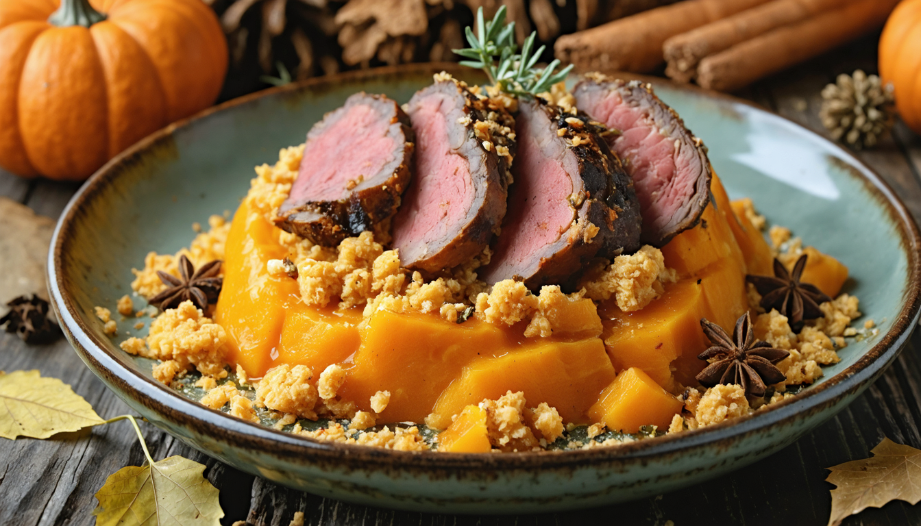 découvrez notre recette gourmande de crumble aérien au potimarron et viande des grisons, un délicieux mélange de saveurs automnales qui ravira vos papilles.
