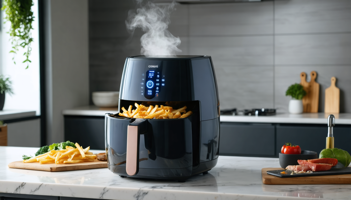 découvrez la friteuse à air cosori turboblaze, équipée de 5 vitesses de ventilation ajustables pour une cuisson saine, rapide et parfaitement maîtrisée.