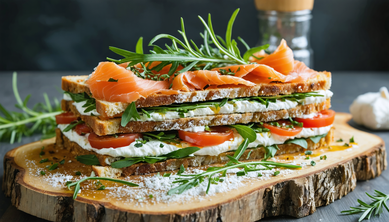 apprenez à préparer un sandwich cake au chèvre gourmand et original, parfait pour vos repas conviviaux et vos apéritifs.