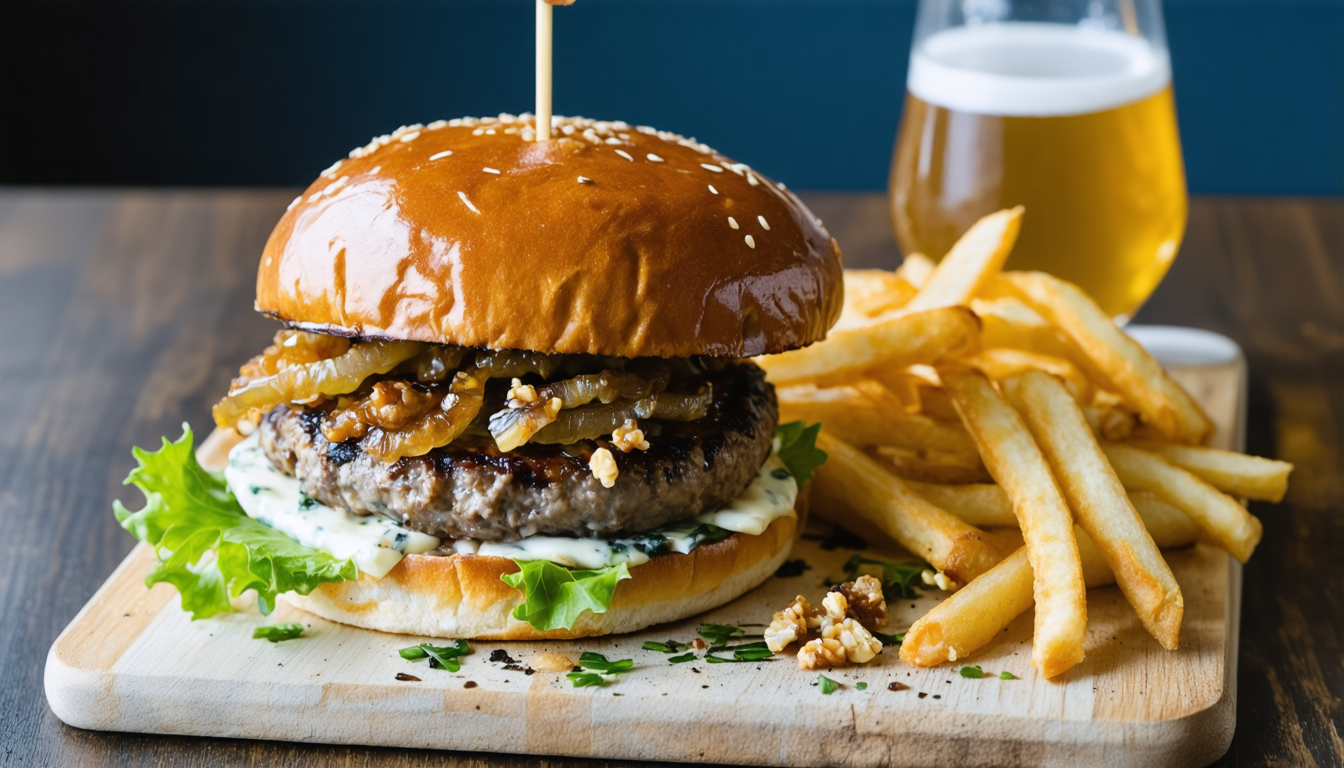 découvrez notre recette originale du hamburger au fromage bleu, alliant une explosion de saveurs uniques à chaque bouchée pour un plaisir gourmand garanti.