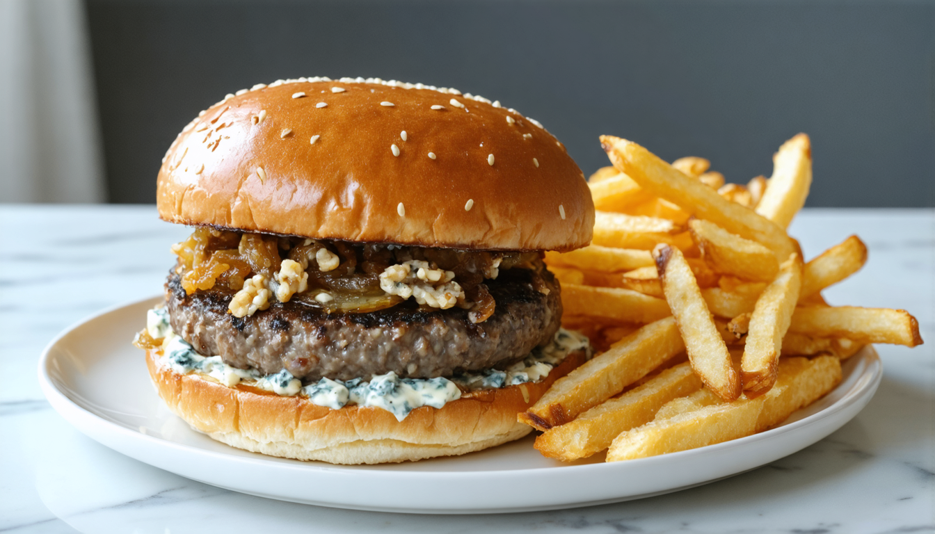 savourez notre recette originale du hamburger au fromage bleu, alliant une explosion de saveurs uniques à chaque bouchée. parfait pour les amateurs de goûts authentiques et gourmands.