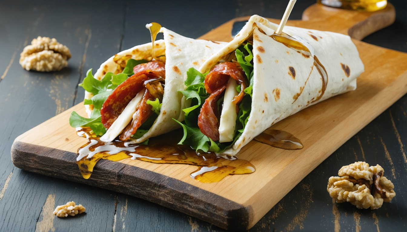 découvrez notre wrap gourmand au brie et chorizo, une recette savoureuse et facile à préparer pour un repas délicieux et original. à ne pas manquer !
