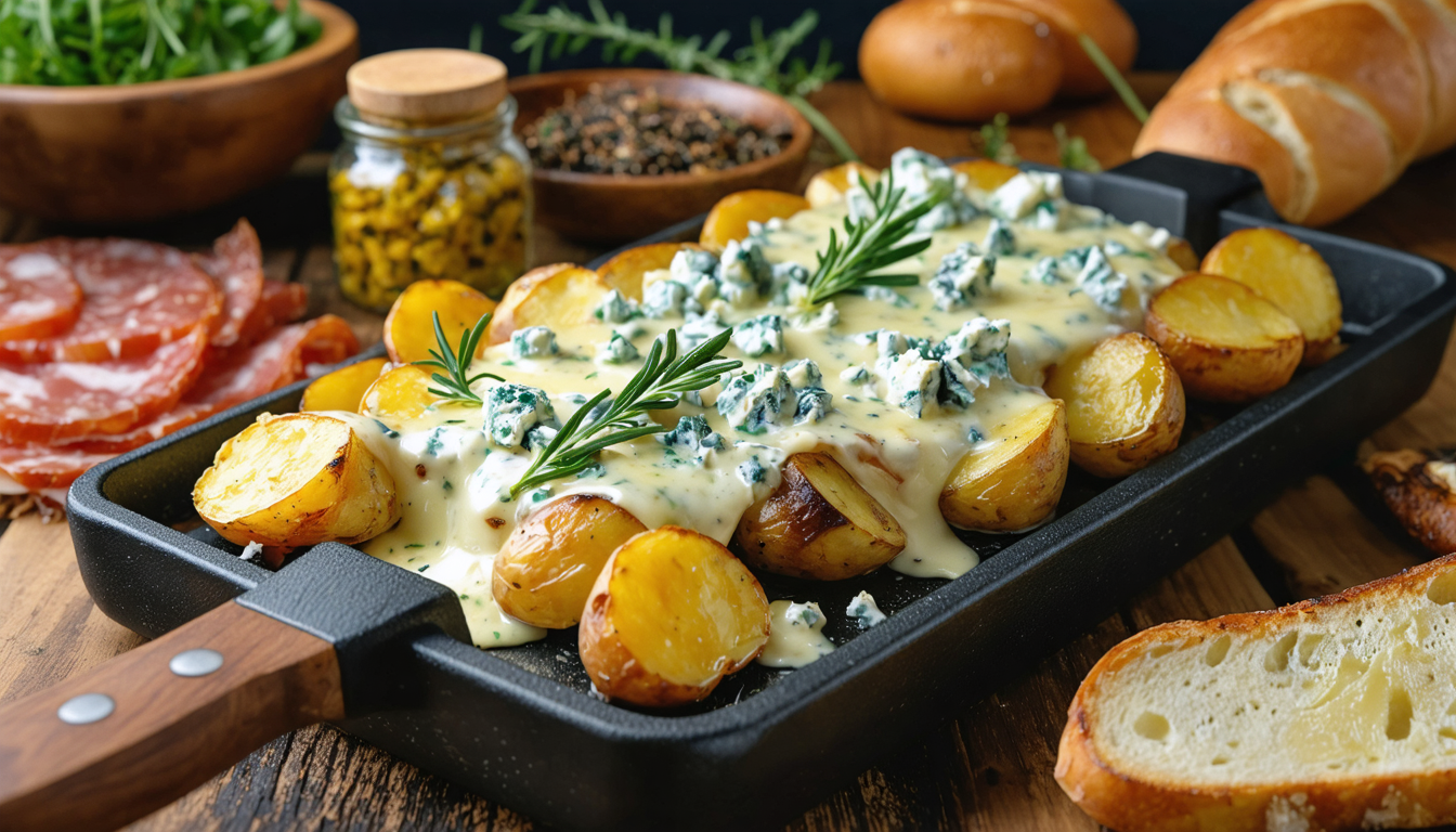 découvrez une raclette originale au fromage bleu, alliant tradition et créativité pour une expérience gourmande inoubliable.